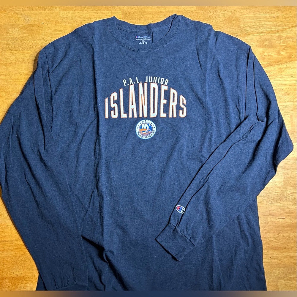 New York Islanders Hockey P.A.L. Junior Islanders Navy Long Sleeve Tee Champion